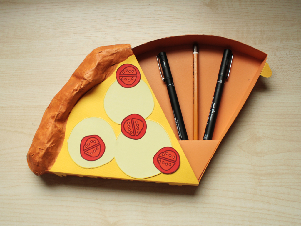 Pizza student pen pencil Stationery hand generated prototype box University starter kit