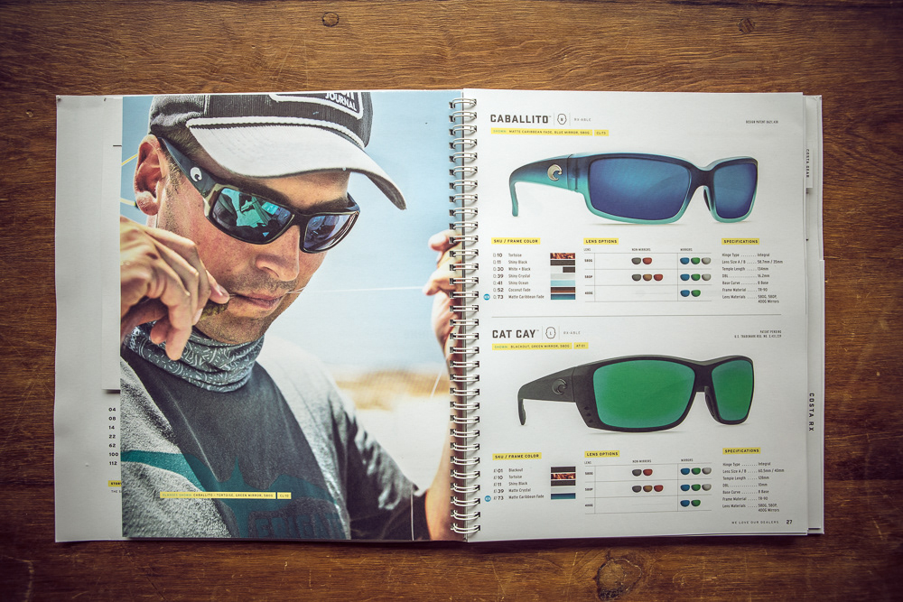 print catalog Booklet Commercial Photography Sunglasses beach Costa costa sunglasses workbook