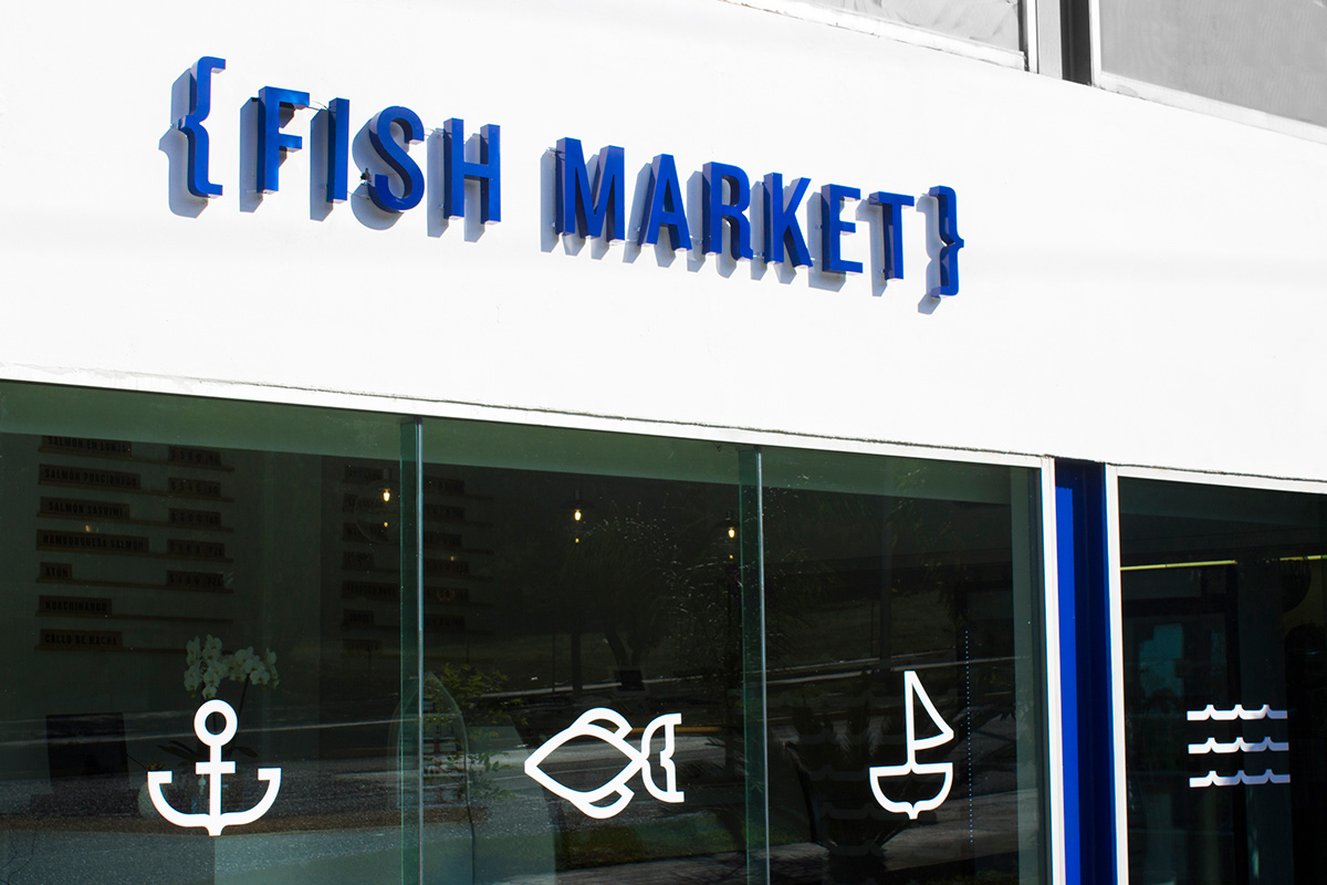 fish Icondesign branding  identity fishmarket Packaging Labeldesign customtype Interior