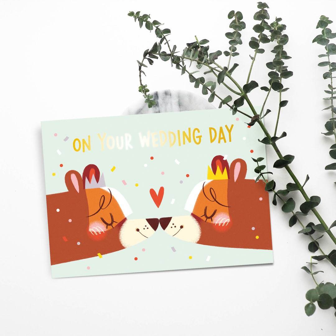 greeting card Stationery cute wedding LGBT bears engagement celebration