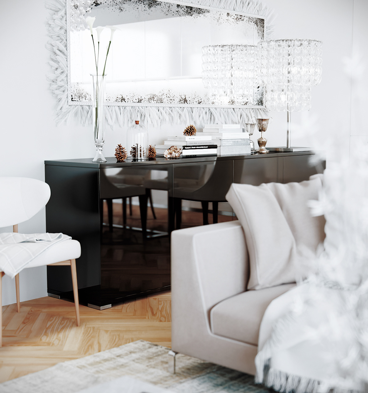 livign room luxurious White visualization minimal bright