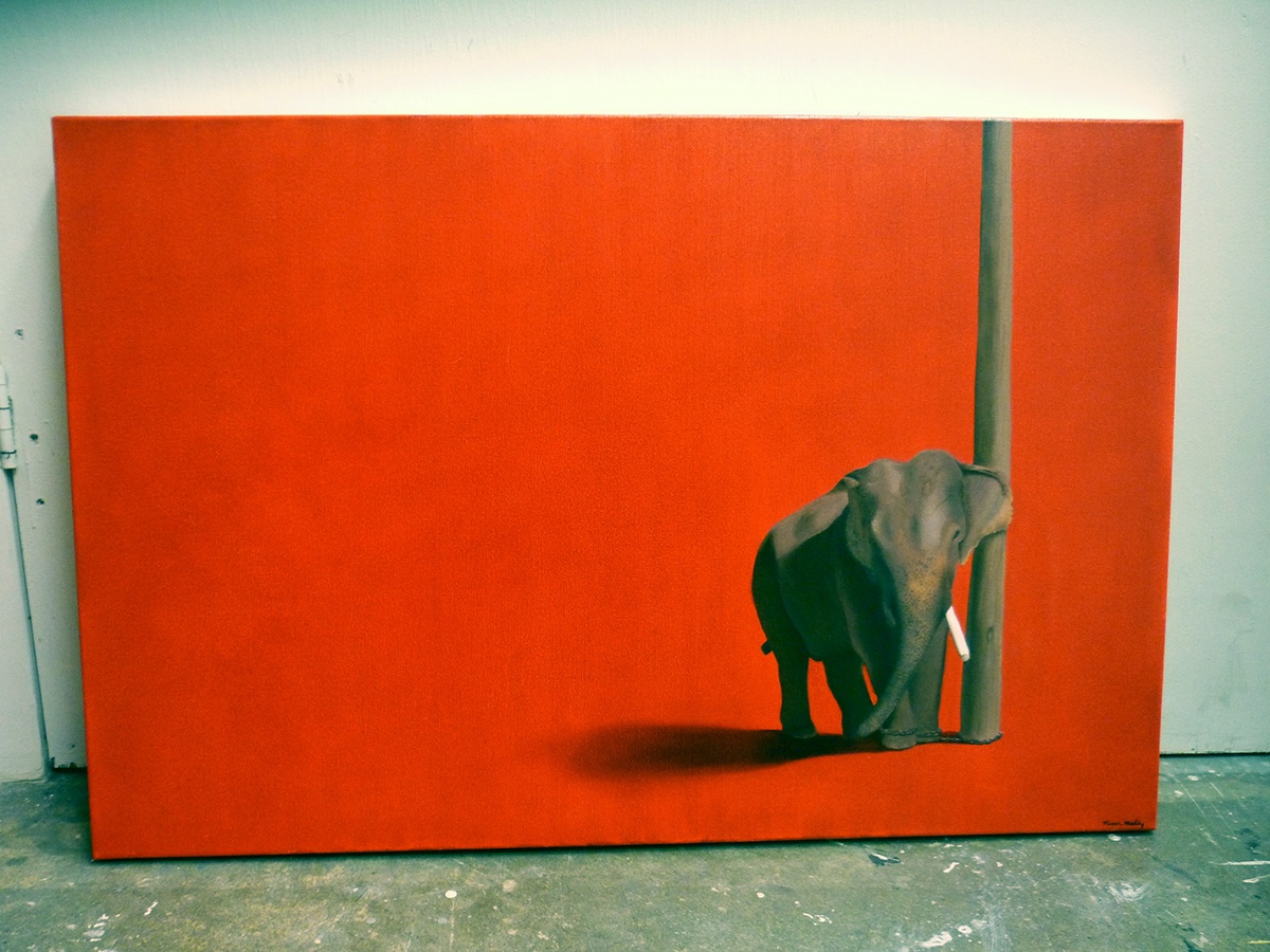 Adobe Portfolio elephant rain Oil Painting