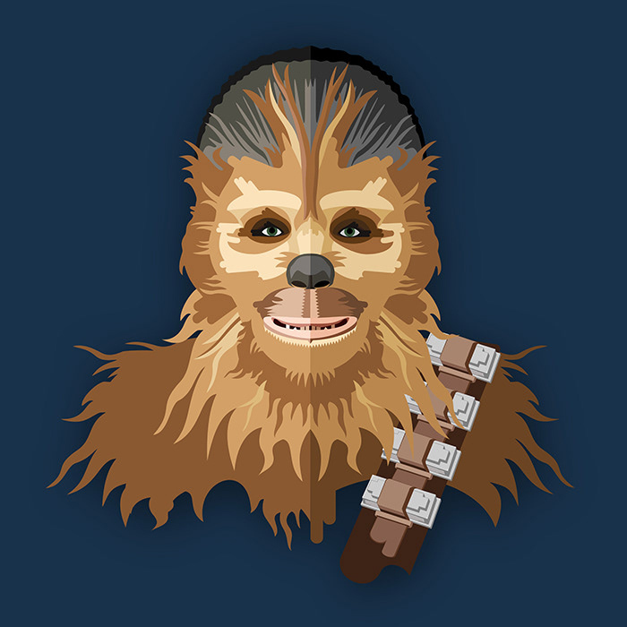 star wars clone jedi Chewbacca yoda Darth Maul Anakin Skywalker flat design Han Solo darth vader