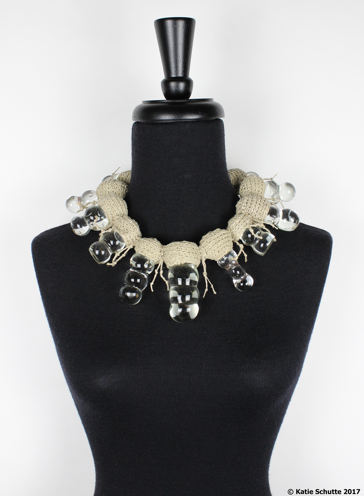 jewelry crochet Necklace adornment Fashion  hemp glass neckpiece fiber Textiles