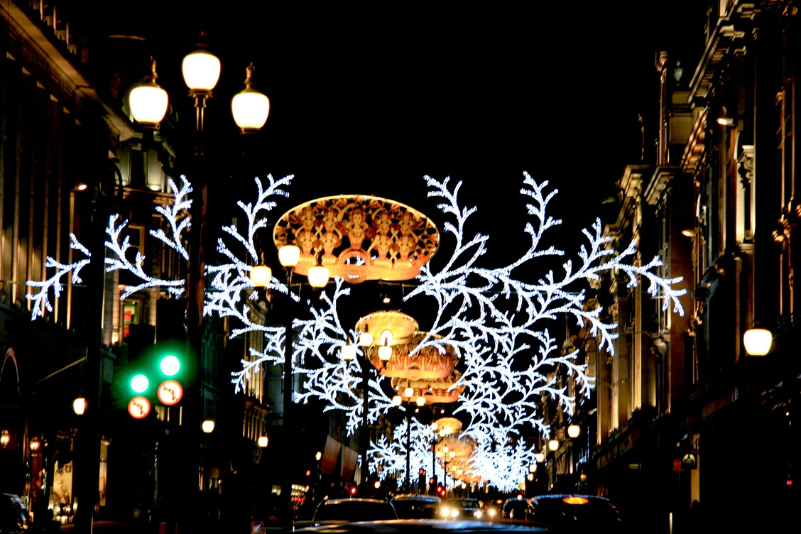 London Christmas lights regent street  Bond street  piccadilly city lights nightlights  street  Crowd traffic bus red