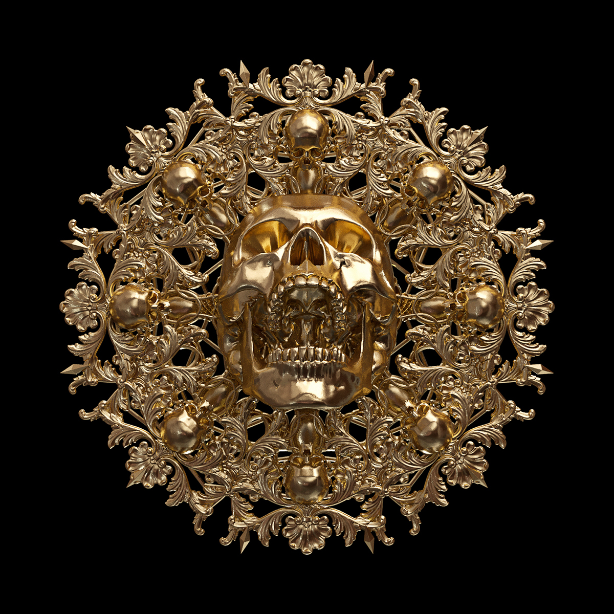 billelis Mandala 3D illustration geometric tattoo illuminati symbolism symmetry dark art skull