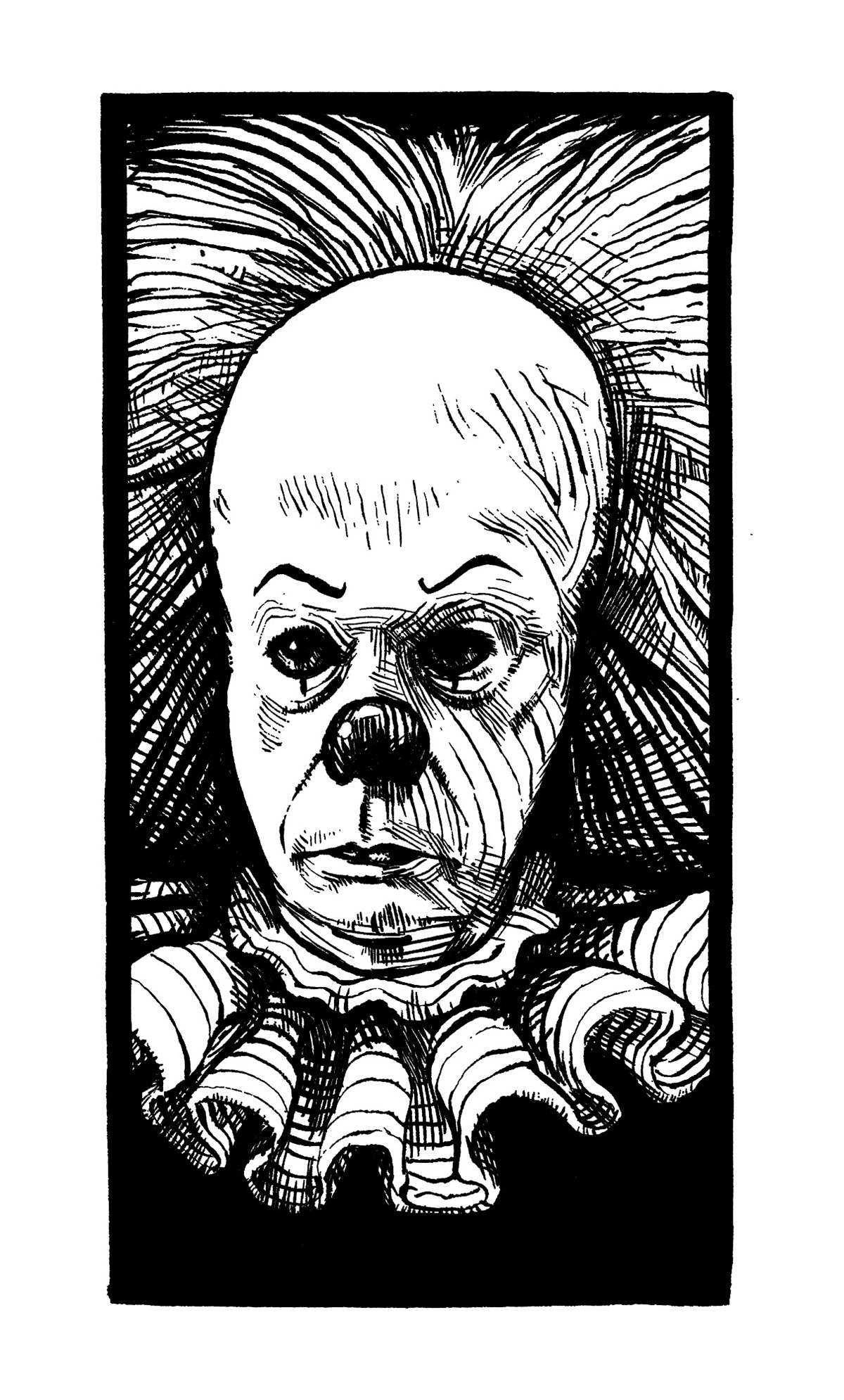 horror IT stephenking pennywise clown Scary ink linework nightmare portrait caricature   dark