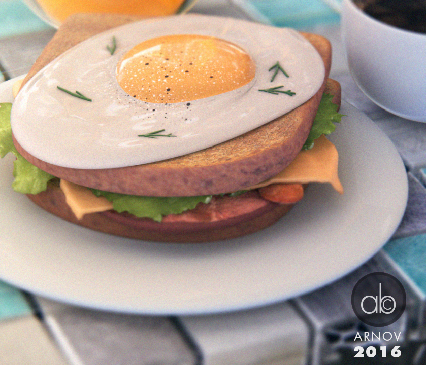 3D Food  CG breakfast photoreal
