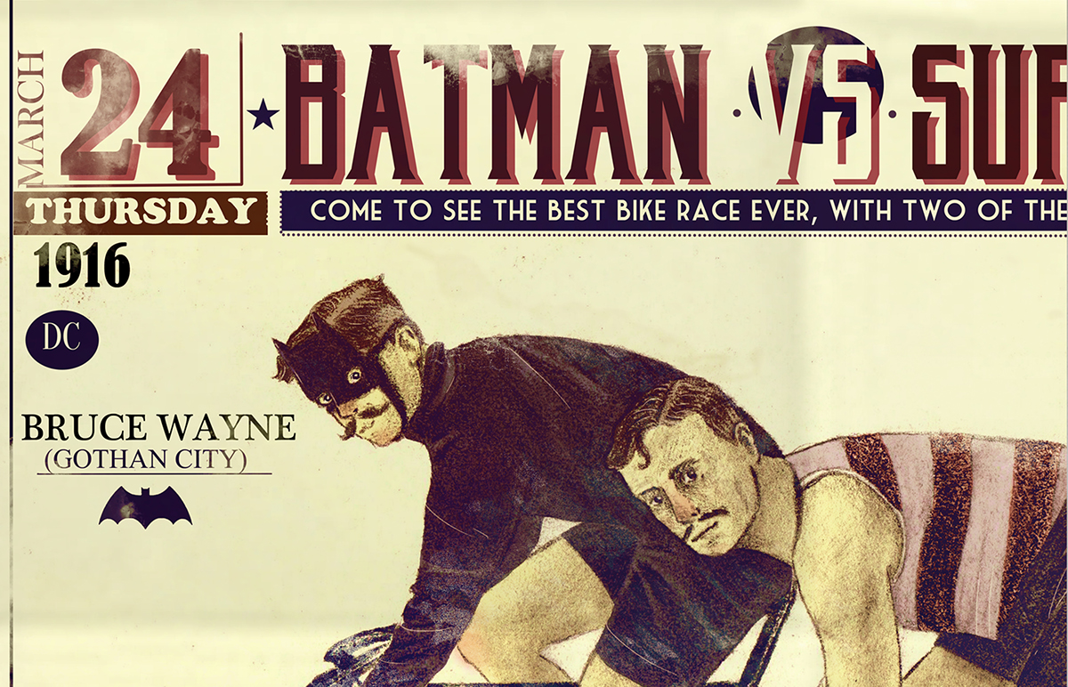 #illustration Ilustração vintage batman superman pencil tshirt diseño draw tutorial editorial poster design Bike creative