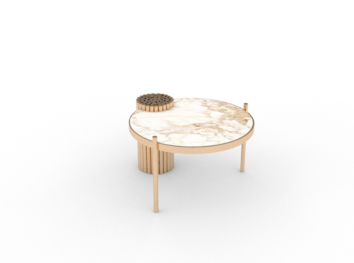 3drendering coffee table furniture Marble metal table