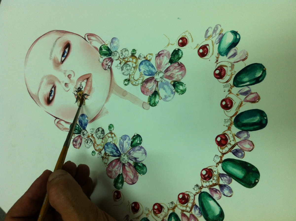 bvlgari Bulgari fiori ILLUSTRATION  Drawing  watercolor antónio soares Fashion  jewelery Ilustração