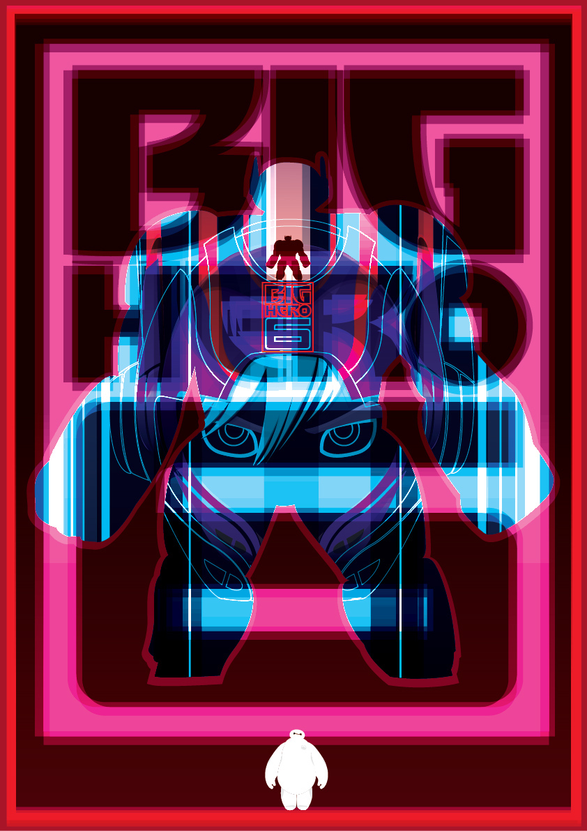 hiro baymax poster movie The Big 6 new nice blue red robot disney Walt Disney graphic digital art