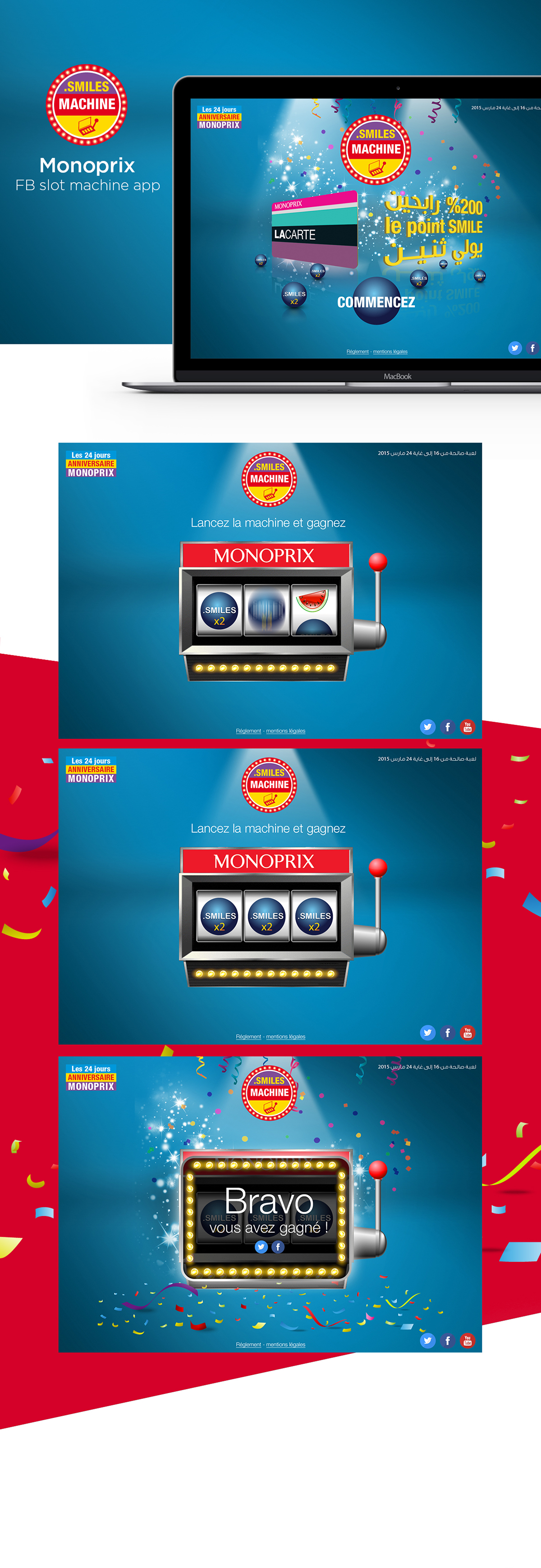 slot machine app facebook Monoprix UI ux Webdesign digital design app design
