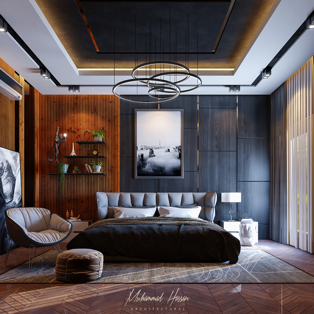 3d max architecture bedroom interior design  modern colors Photography  V-ray