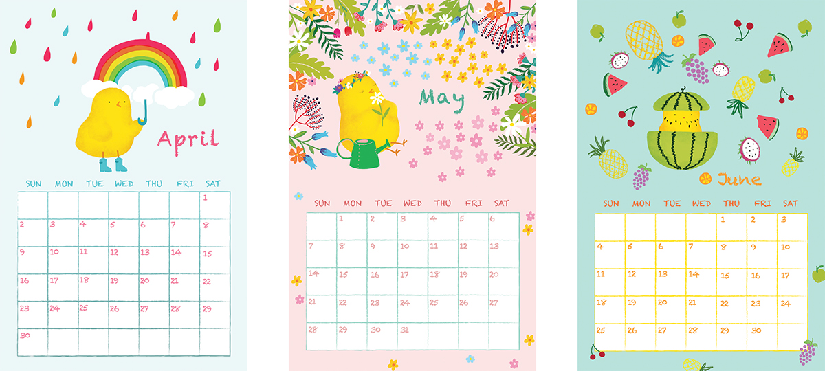 calendar Chick year months seasons cute