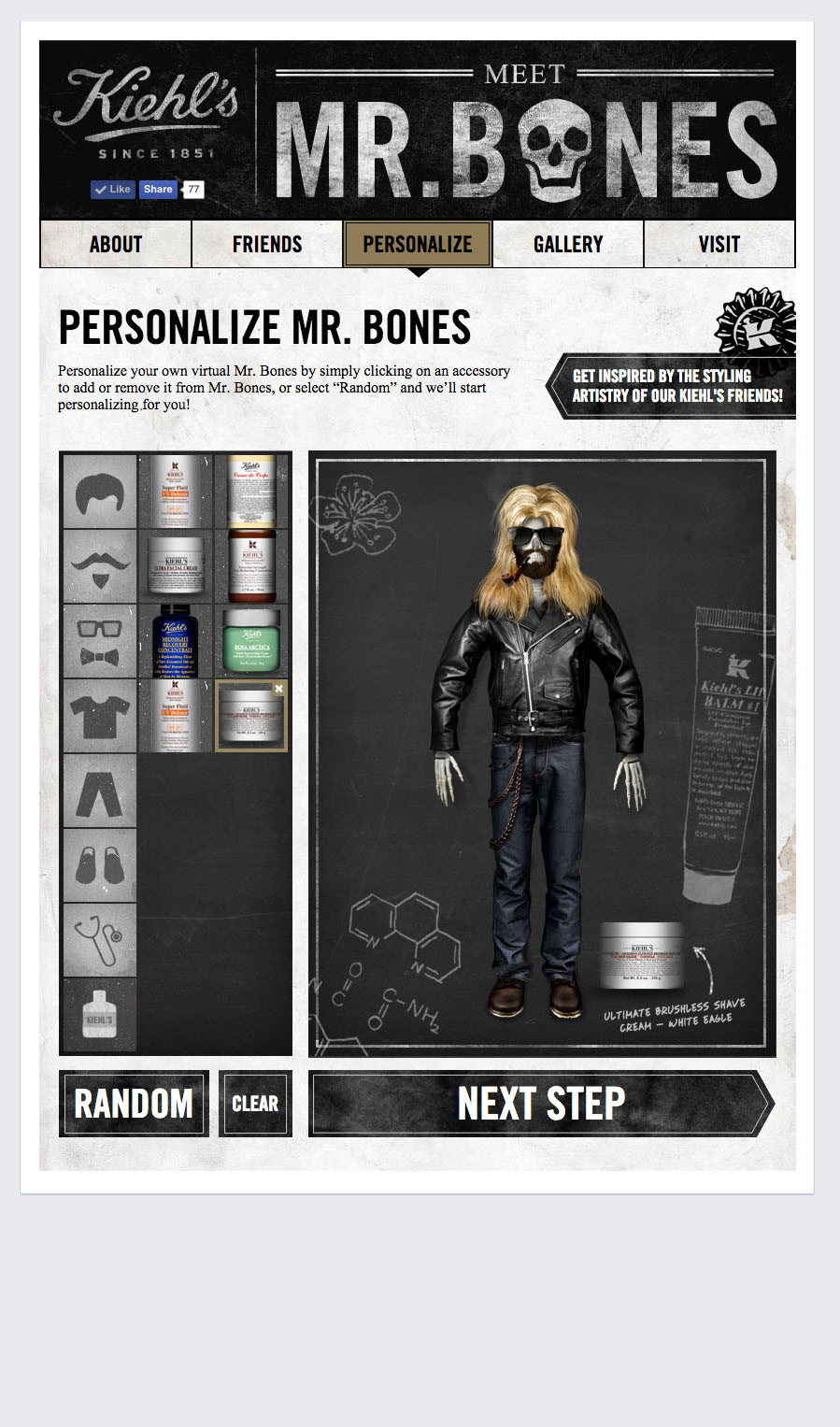 Adobe Portfolio kiehl's Mr. Bones facebook app