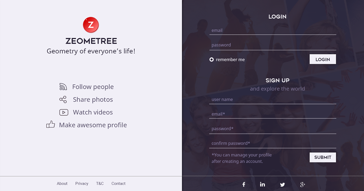 social website UI ux profiles user profiles