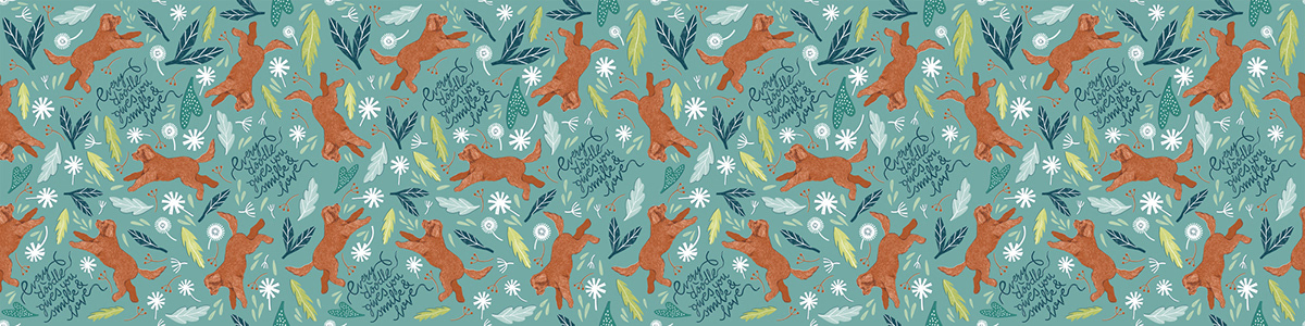 digital illustration dogs illustration floral ILLUSTRATION  pattern pattern design  Procreate surface surface design textile