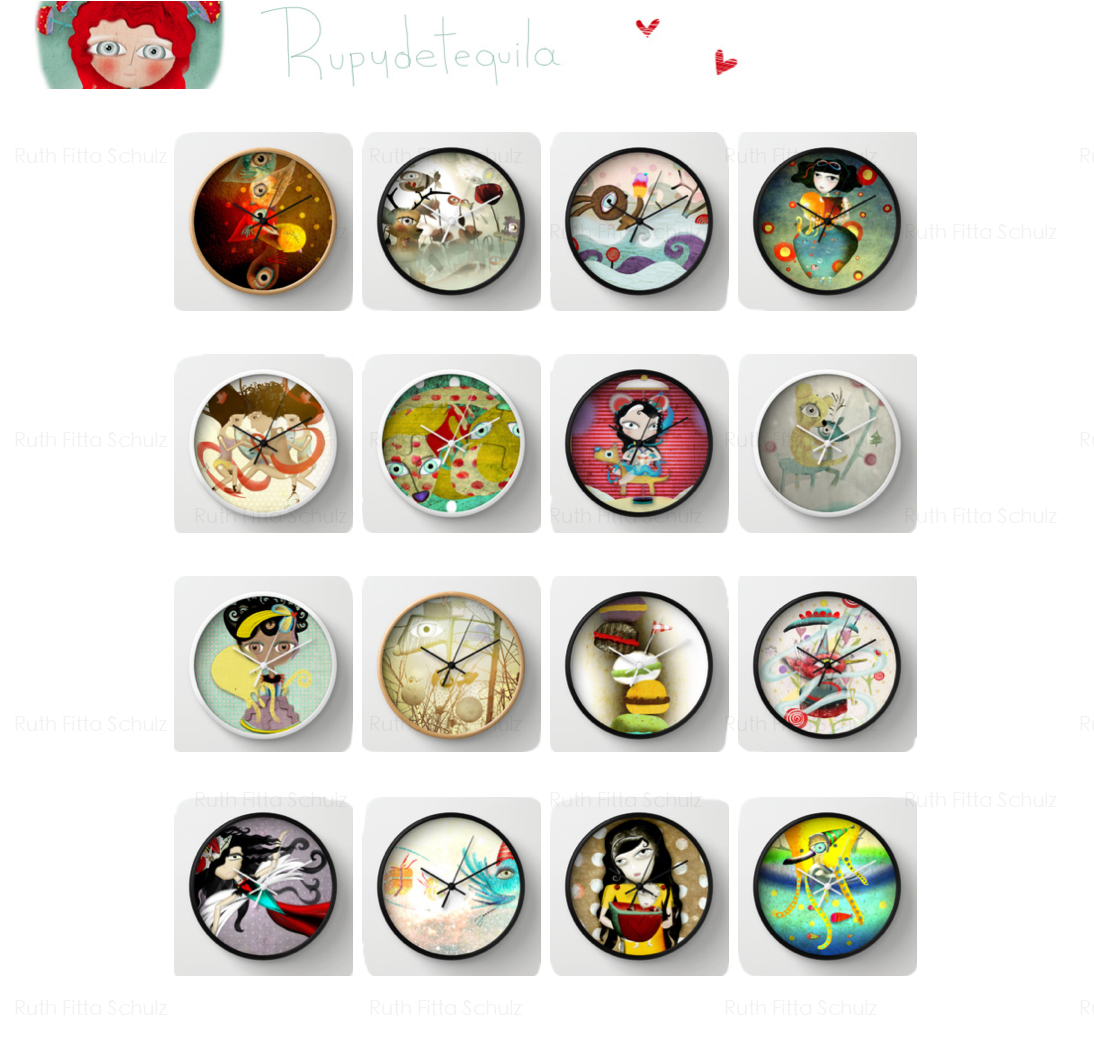 fantasy whimsical illustrated rupydetequila children´s lovely KIND Deutschland colorful photoshop cs6 extended digitalart HOME DECOR 2014 clock wall clocks