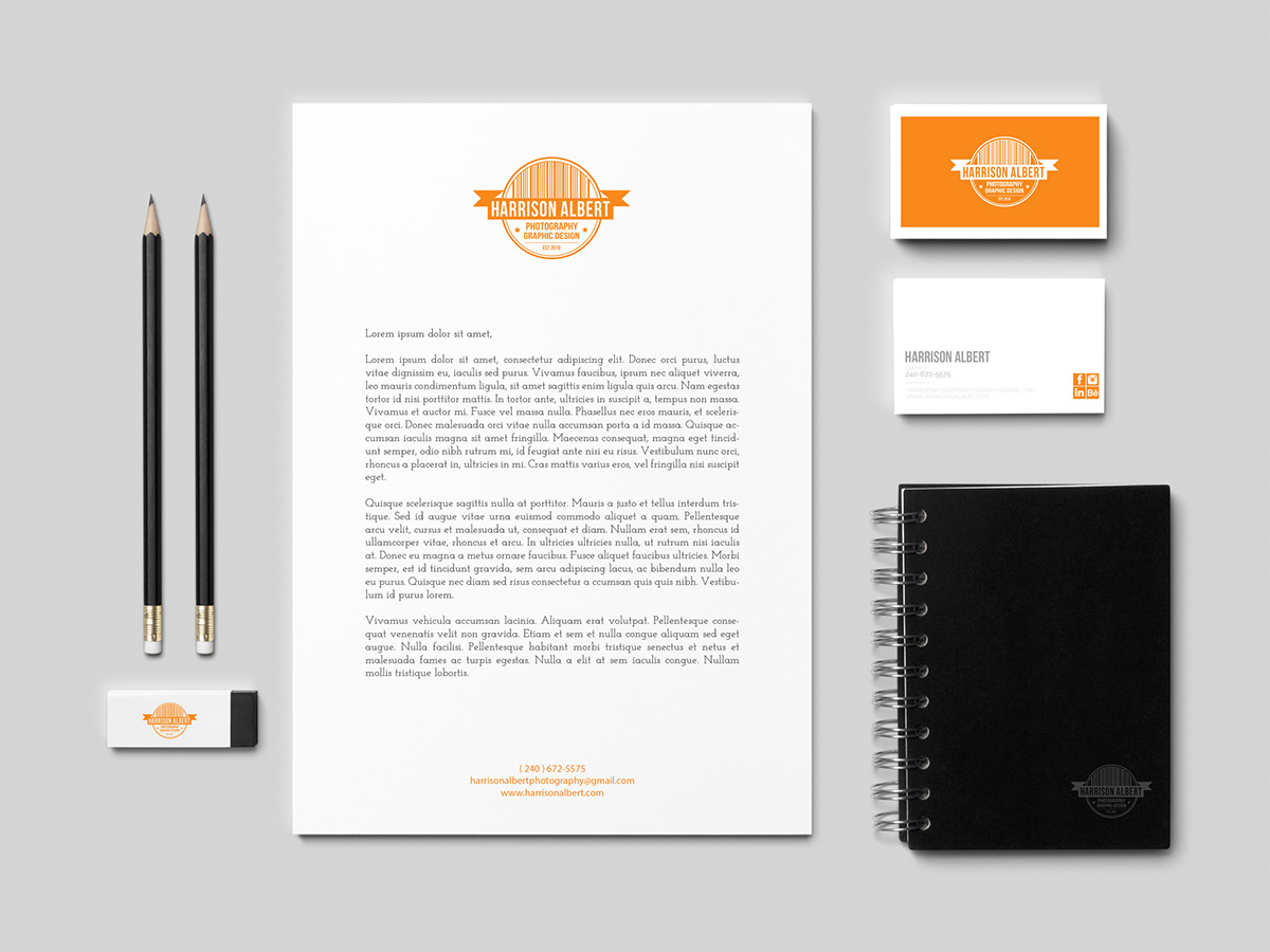 personal business card logo Mockup orange photography business iPad