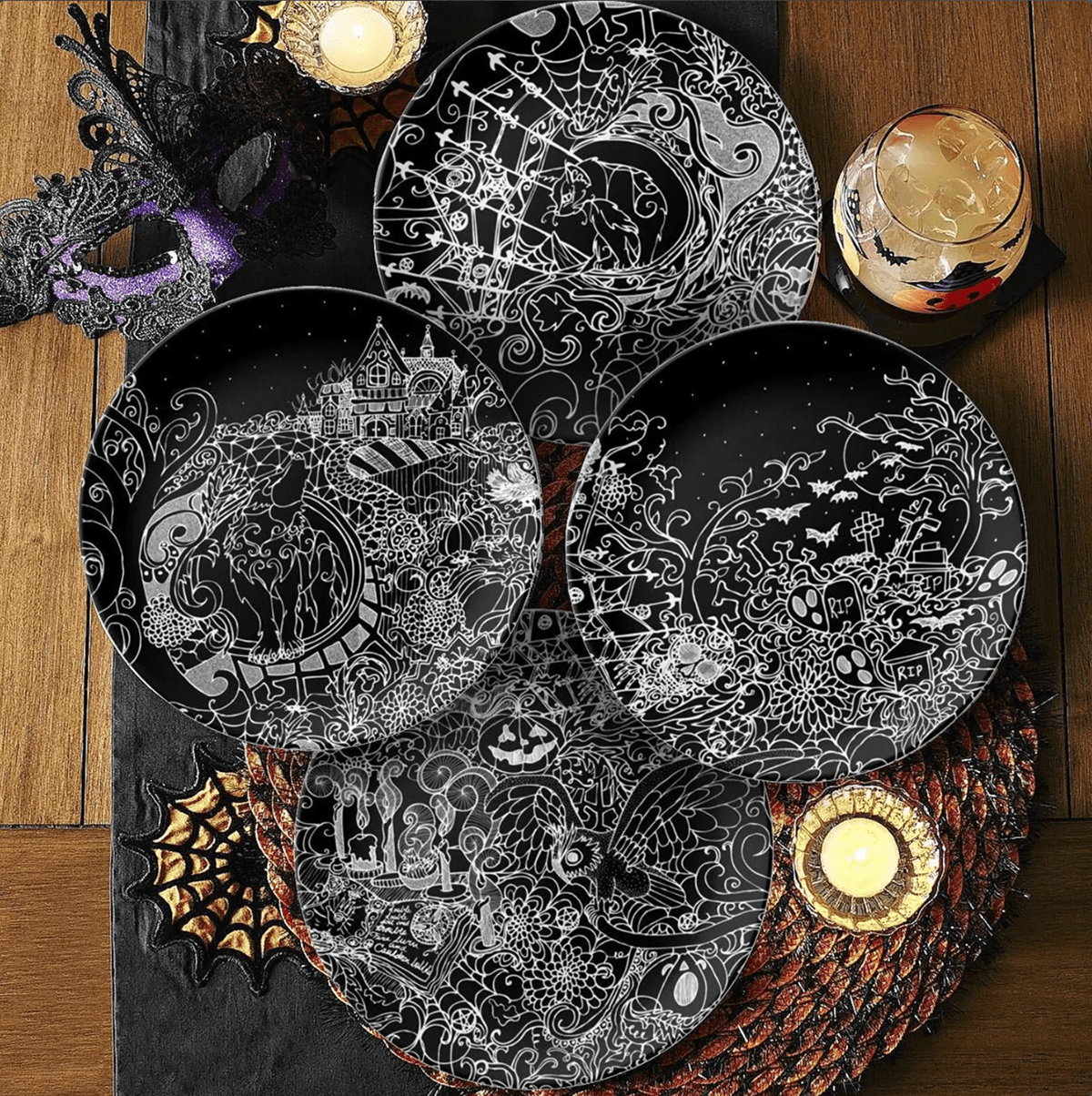 dinnerware fabric fine china Halloween home decor surface design surface pattern design tabletop tableware Witches