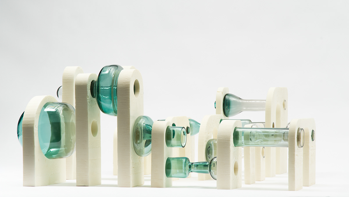 Adobe Portfolio glass glassblowing Foam modular sculpture waterjet Fragile craft contemporary art