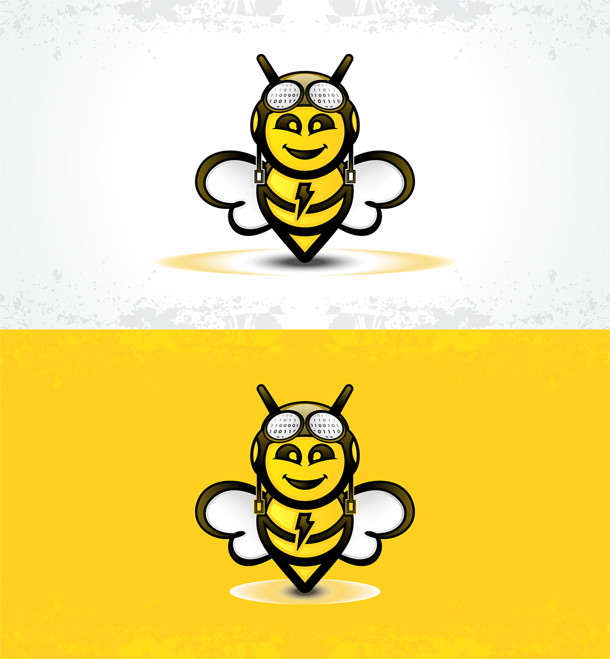 bee logo Mascot sting fast lighting search Pilot Helmet binary digital