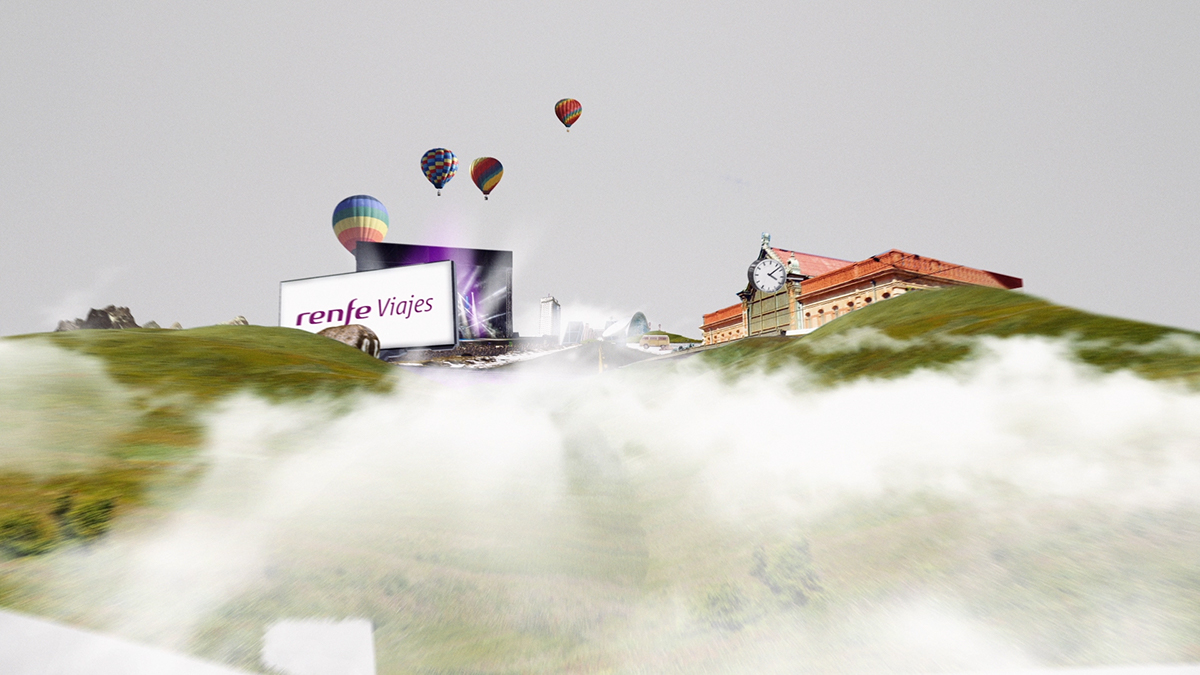 Renfe motiongraphics collage viajes Travel train photoshop after effects