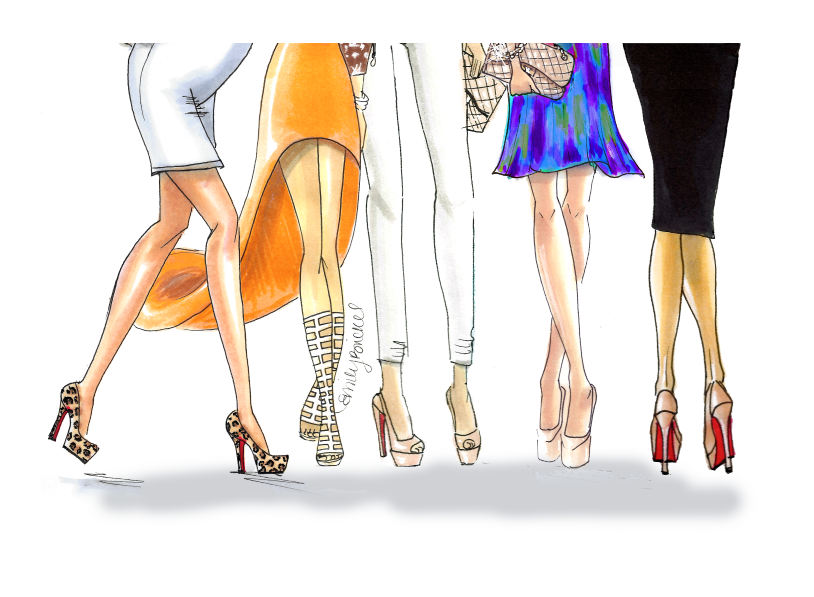fashion illustration girlfriends brunch ladies ladies who lunch shoes glam glamour