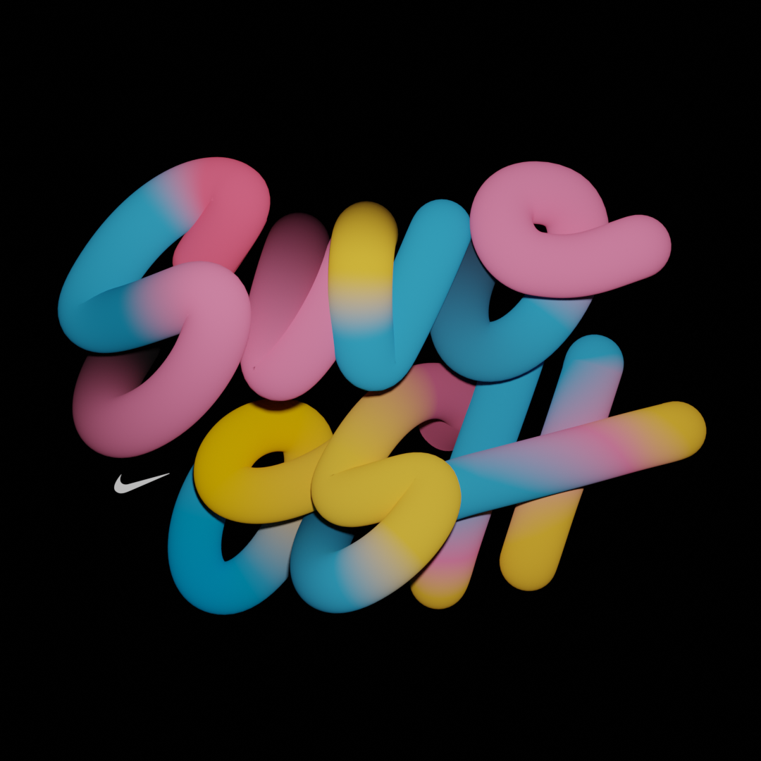 blur colorful Digital Art  gradient Nike noise Procreate Script Swoosh typography  