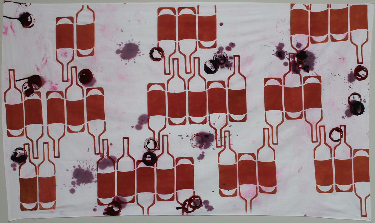 textile textiledesign surfacedesign cotton wine valentinesday bottle spill splash cupring red pink contactpaper stencil