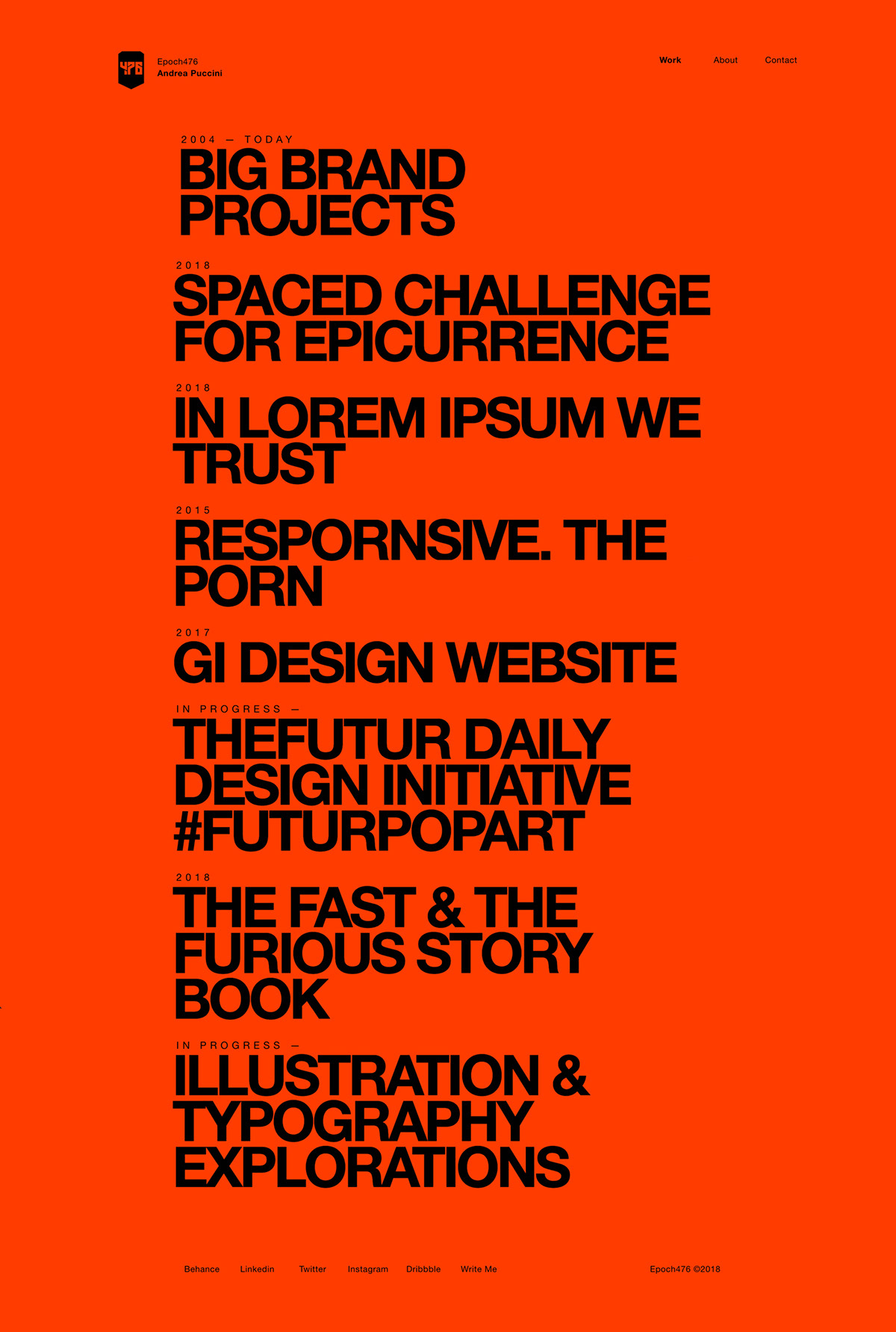 portfolio award Personal Brand Epoch Web digital ILLUSTRATION  css design helvetica