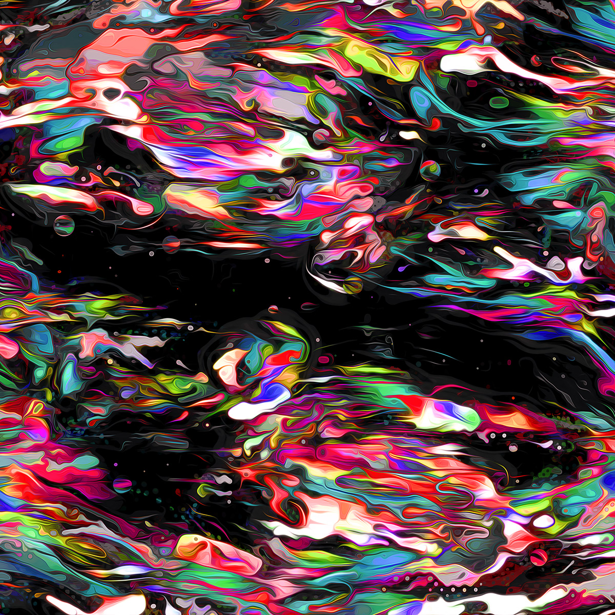 3D abstract flow Glitch neon paint shape Smudge