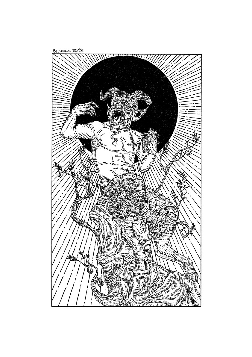 Demonios Demons Ilustração macabro FVD felipe vaz design do inferno Ocultismo   lineart linework Hachura crosshatching stippling nanquim
