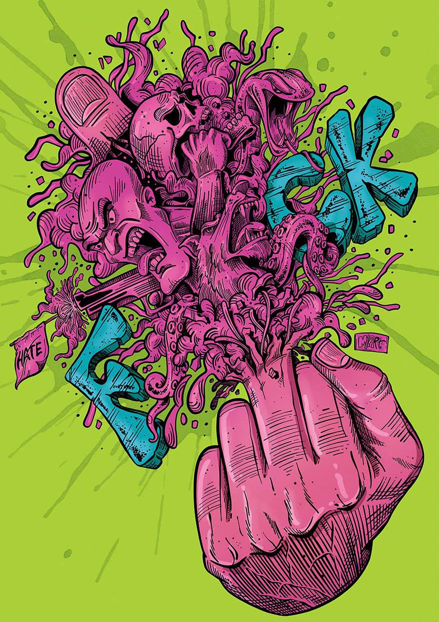handdrawing doodle art fuck Digital Art  poster