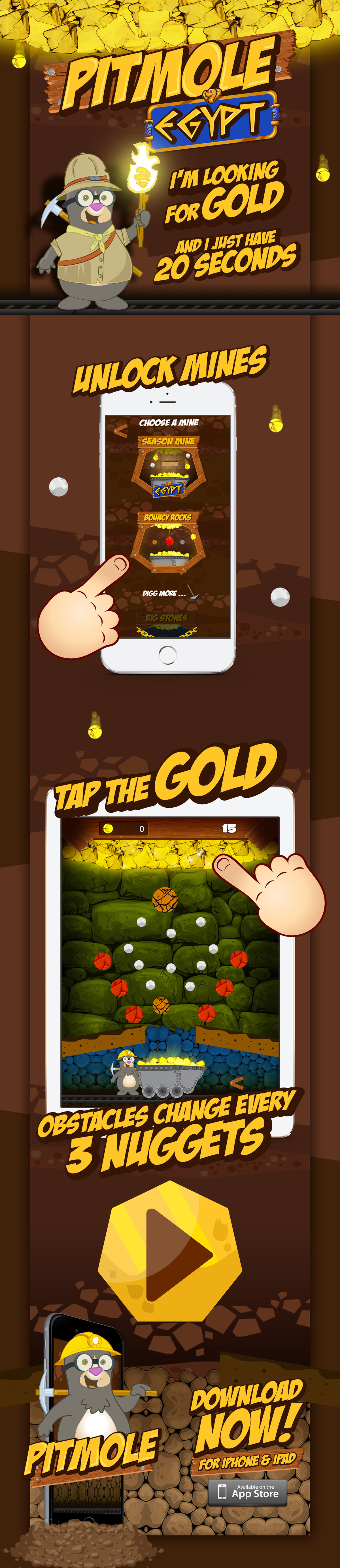 app appstore iphone iPad apple game pitmole Mole juego Character ilustracion