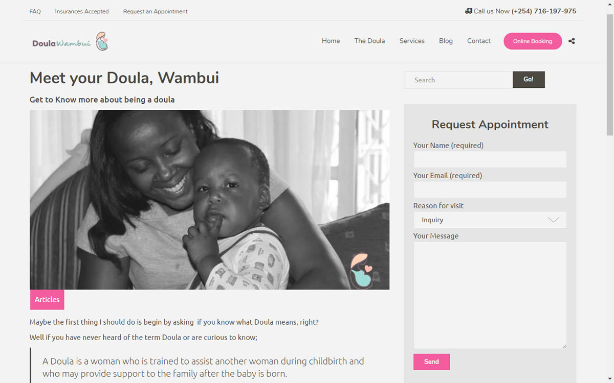 doula Website design branding  development child birth