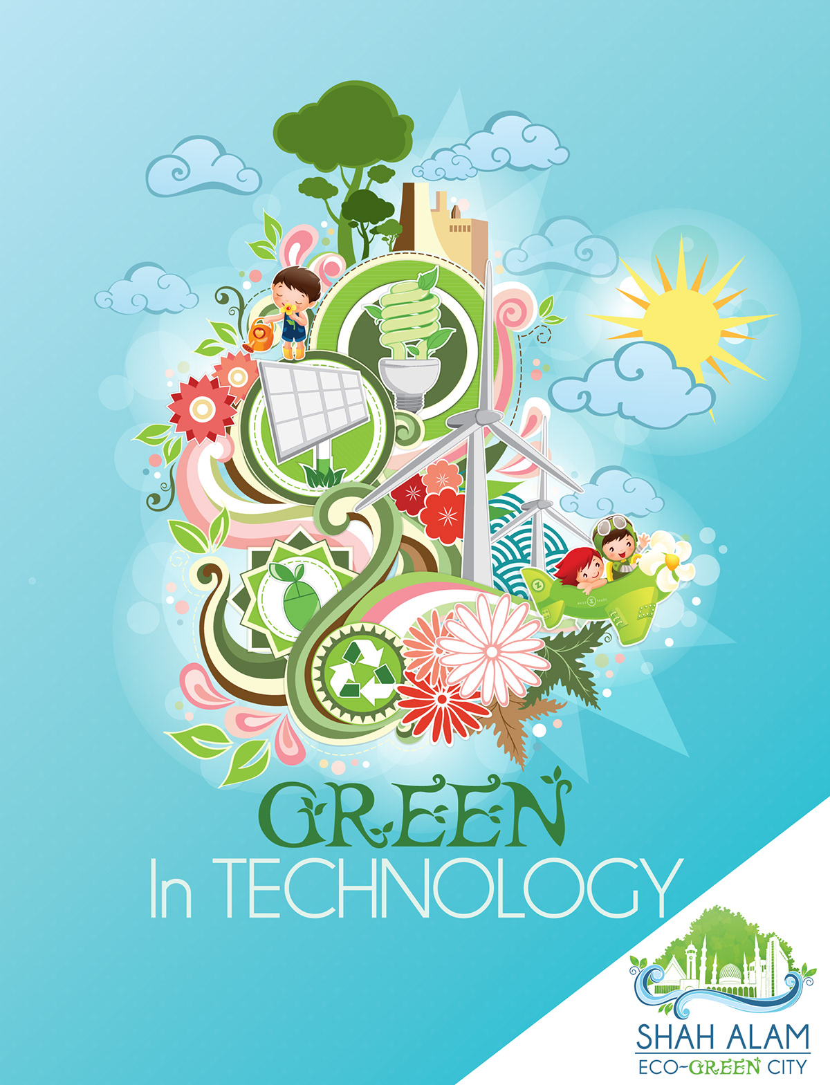 shah alam Eco-green city Vector Illustration City branding