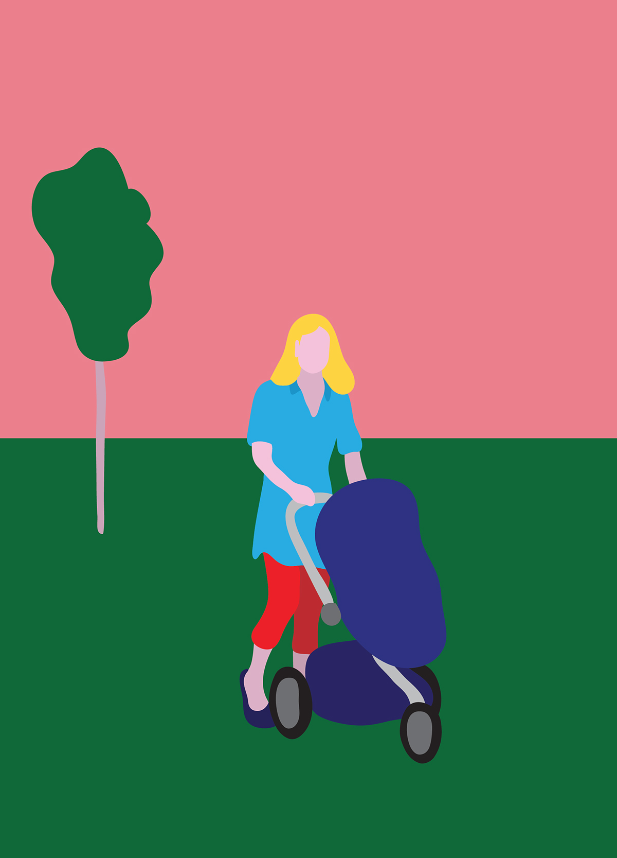 Illustrator colors Urban pause women stroller Park baby couple bar drink business man mobile Sun