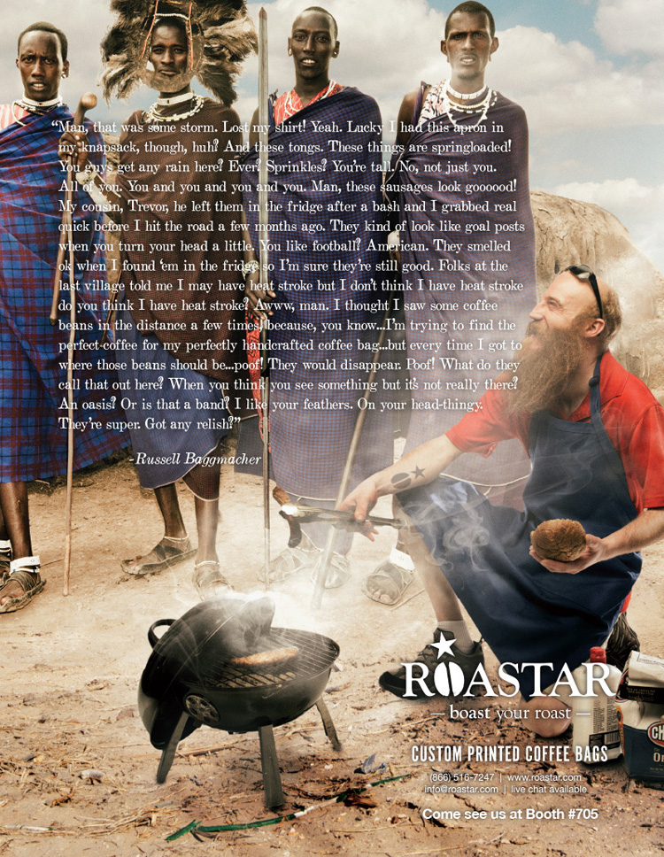 roastar Coffee Coffee Bags grilling desert tribe ad campaign Composite composite photo studio portraits