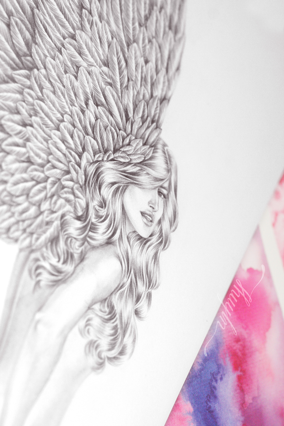 Fashion  ILLUSTRATION  Illustrator watercolor mixed media art Style pencildrawing angel model