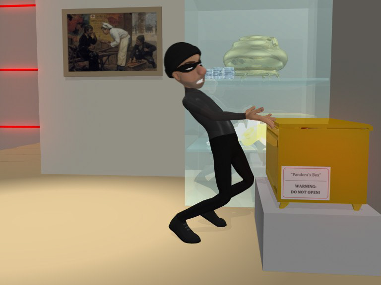 Maya  burglar  stealing pandora's box