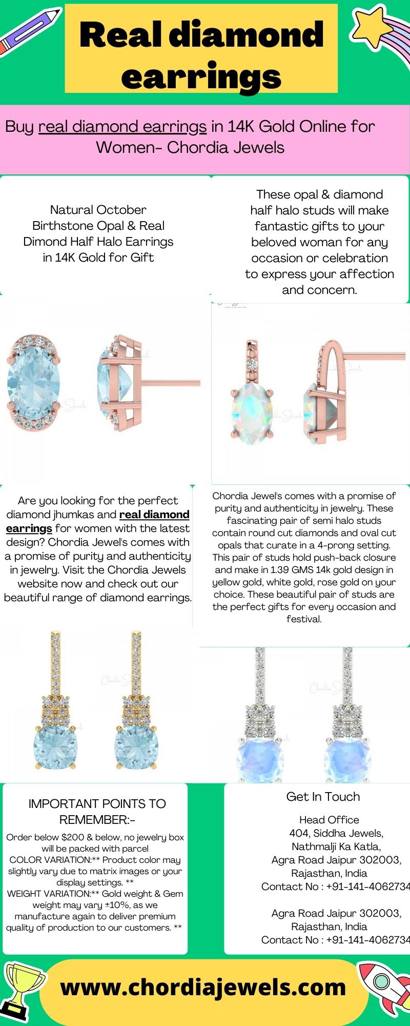 Half Halo Earrings Octobar Birthstone Opal real diamond earrings Real Dimond