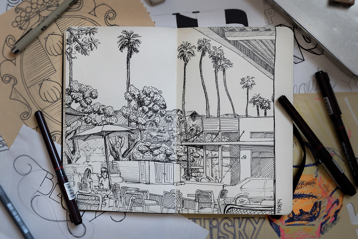 sketching santa barbara cafe Landscape b&w marseille brussels beach port boat