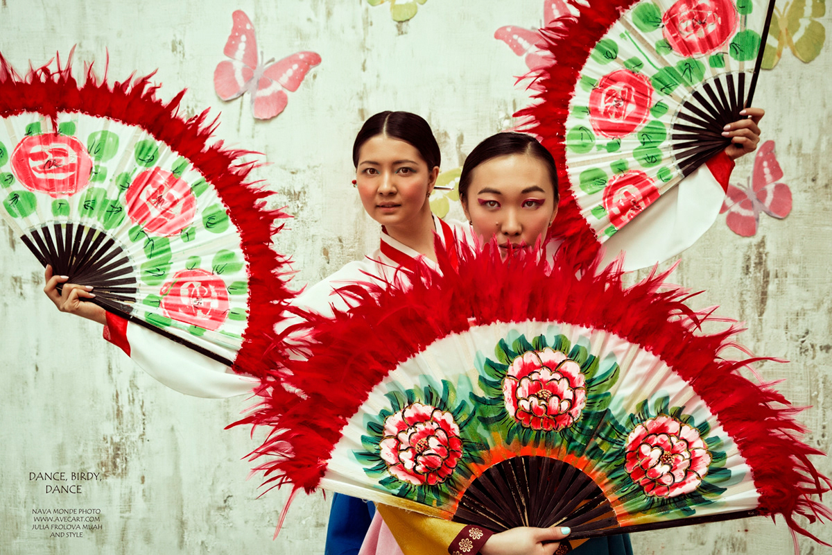 Korea girl DANCE   Love digital art gallery design animal bird color children kid asia costume