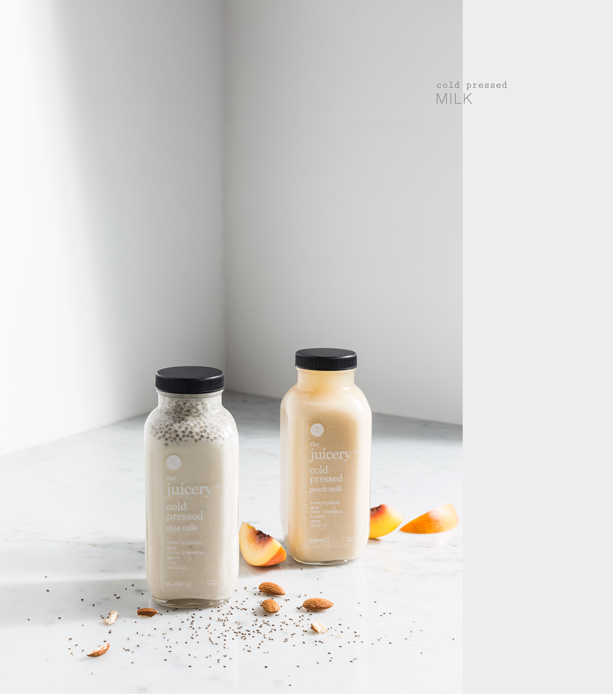 Cold Pressed food styling art direction  Photography  juices monocromathic Food  restaurant menu fruits