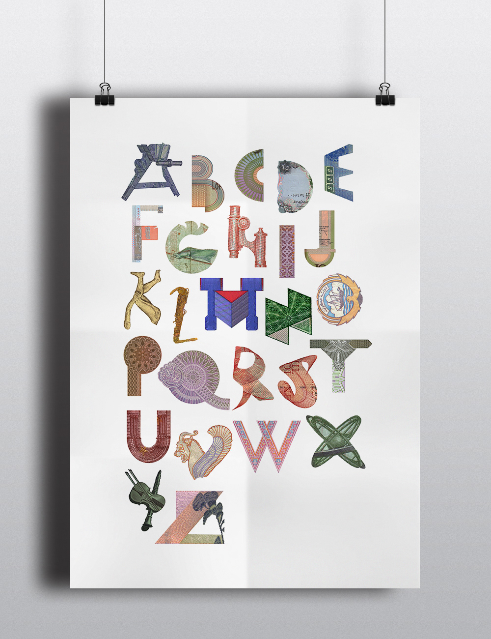 money alphabet lettering
