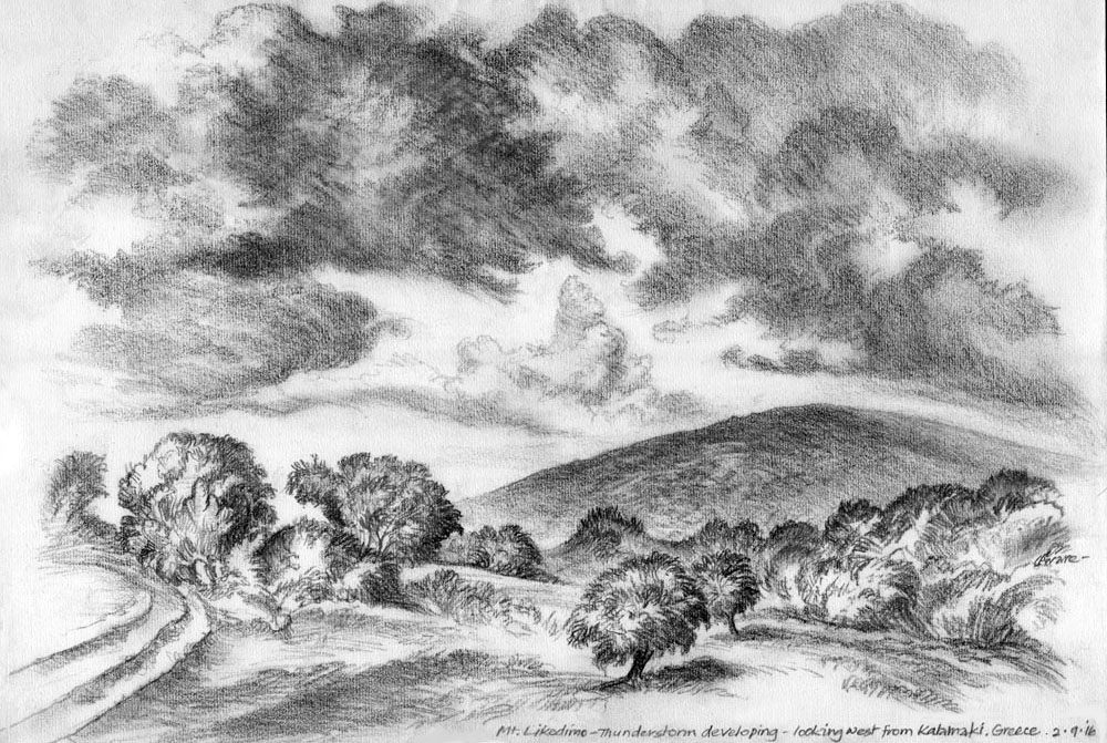 france travel sketches Pencil drawing countryside Landscape Greece Kefalonia kent sketches