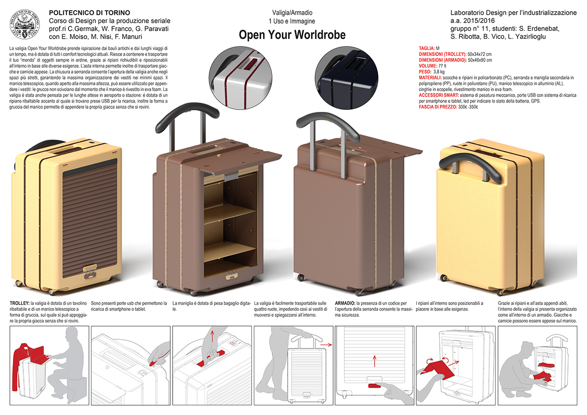 luggage design industrial design  Smart Luggage multifunctional Travel valigia baule multifunzionalità viaggi