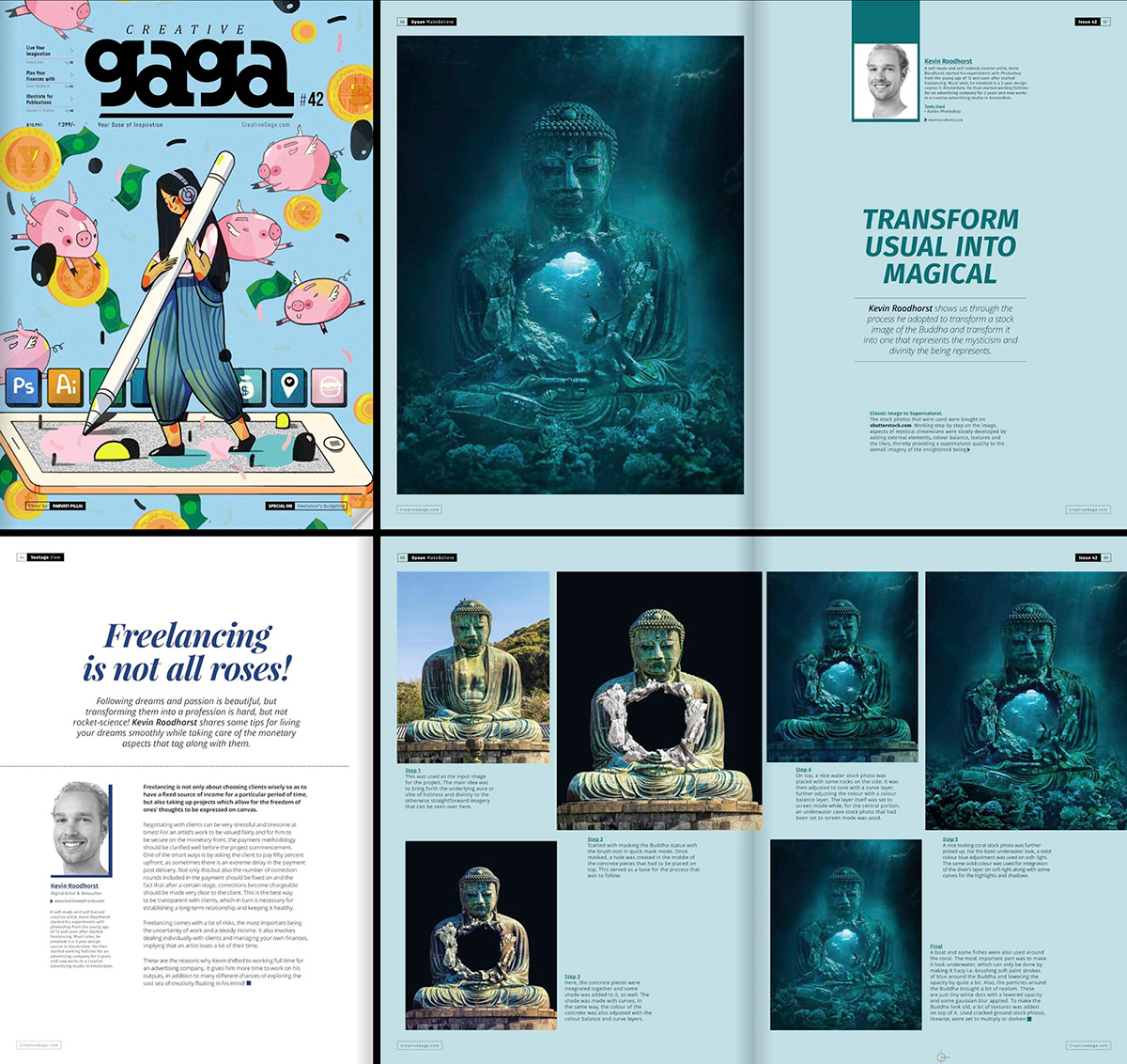 Buddha underwater deep sea diving diver 数字艺术 插图 艺术 平面设计 的Photoshop